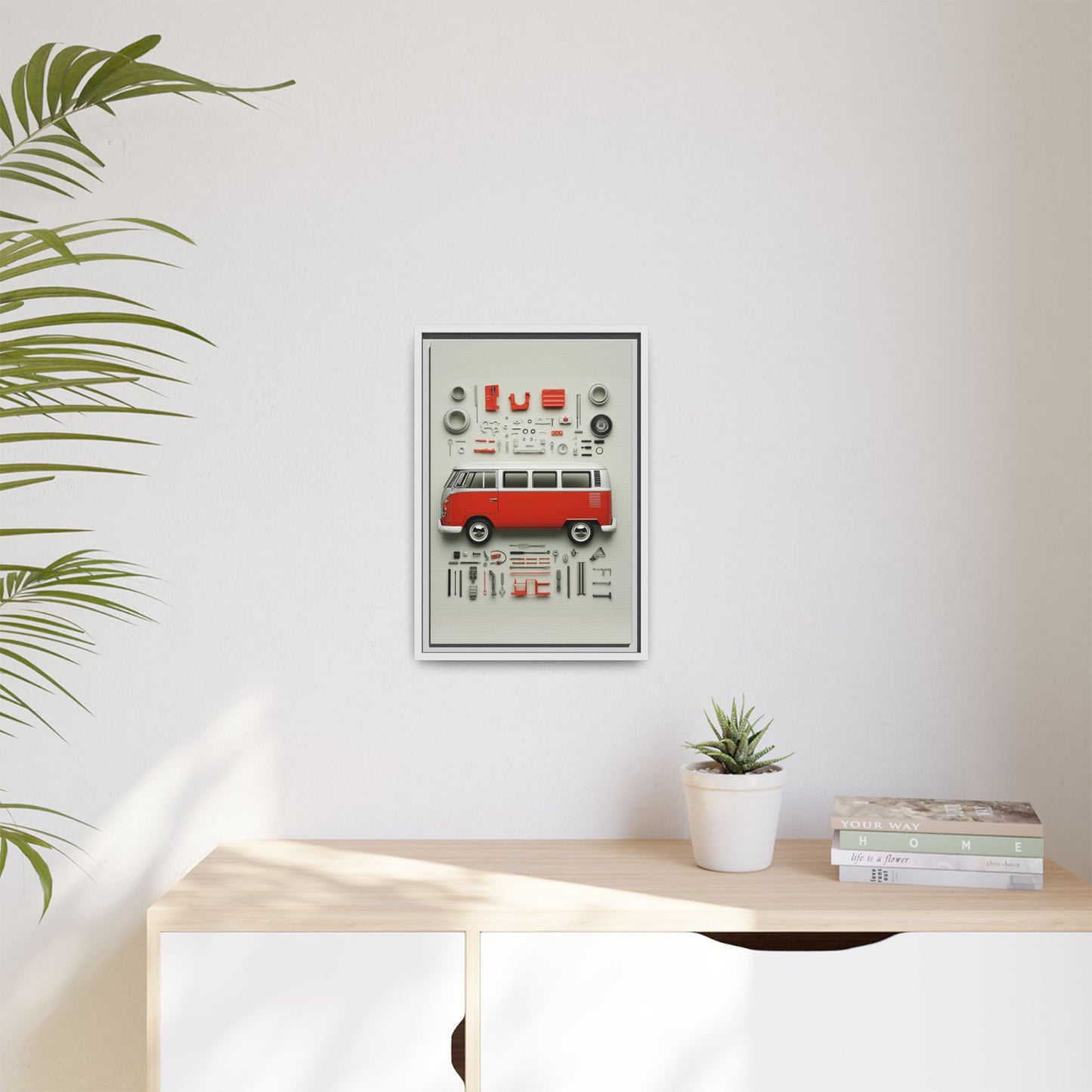 Red Classic Van Framed Canvas