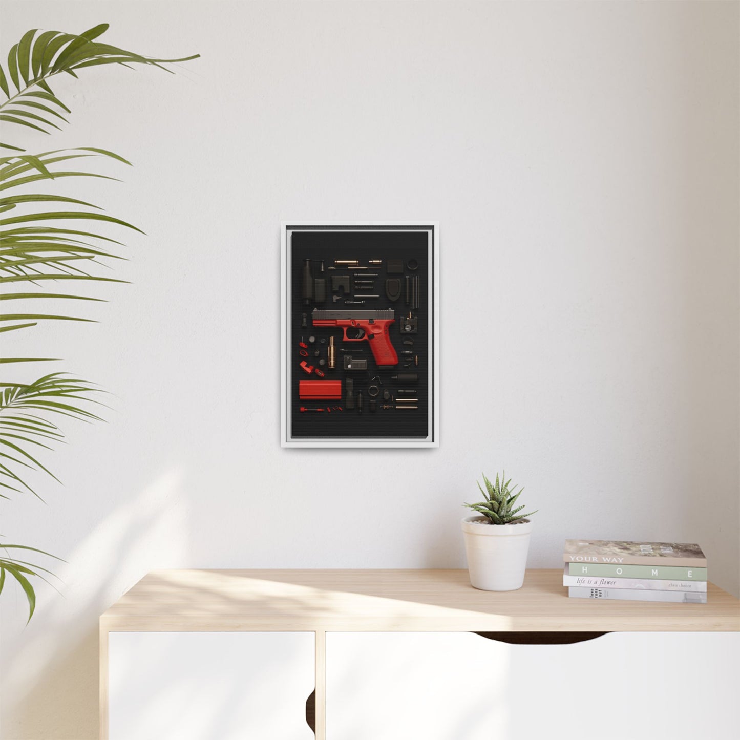 Red GunArt Framed Canvas