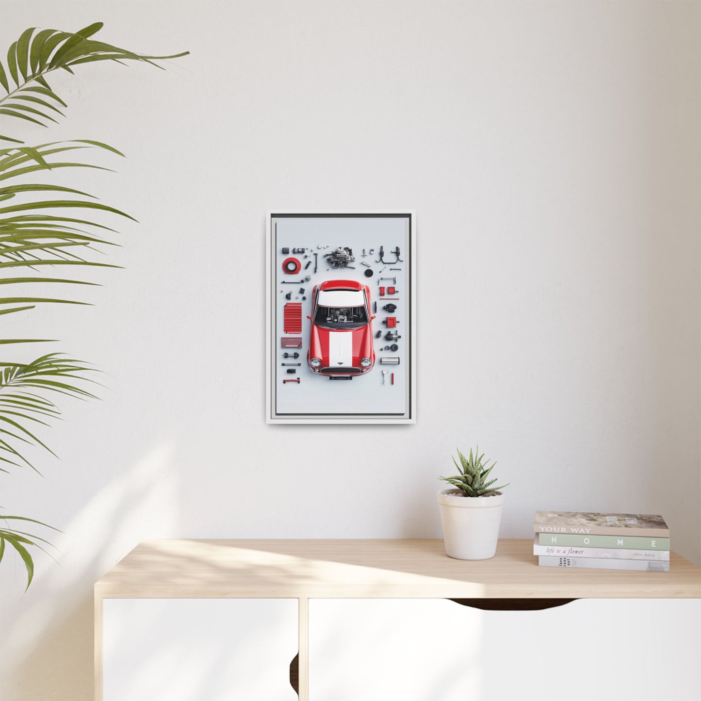 Mini Cooper Mod Framed Canvas