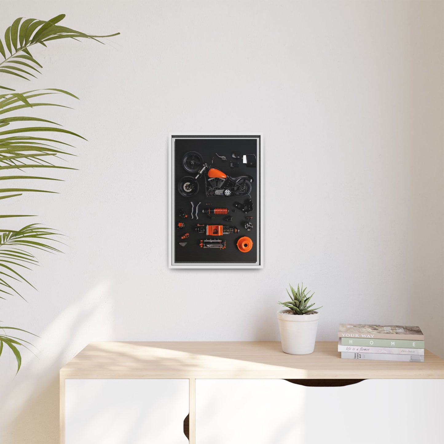 Orange Harley Framed Canvas