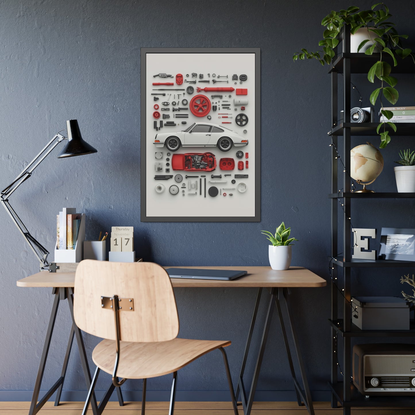 White Classic Porsche Framed Poster US