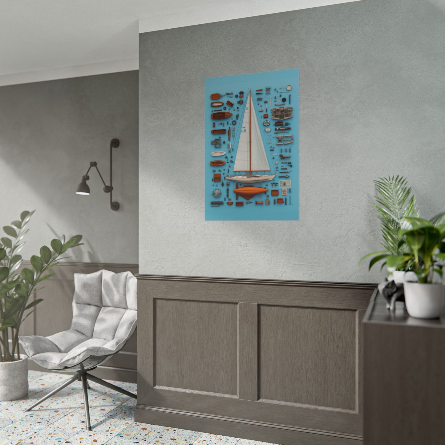 Sailboat White Rolled Poster