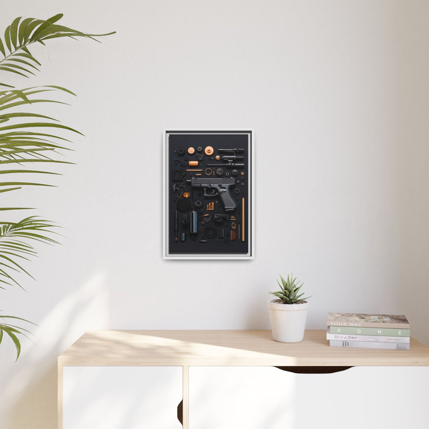 Black Gun Framed Canvas