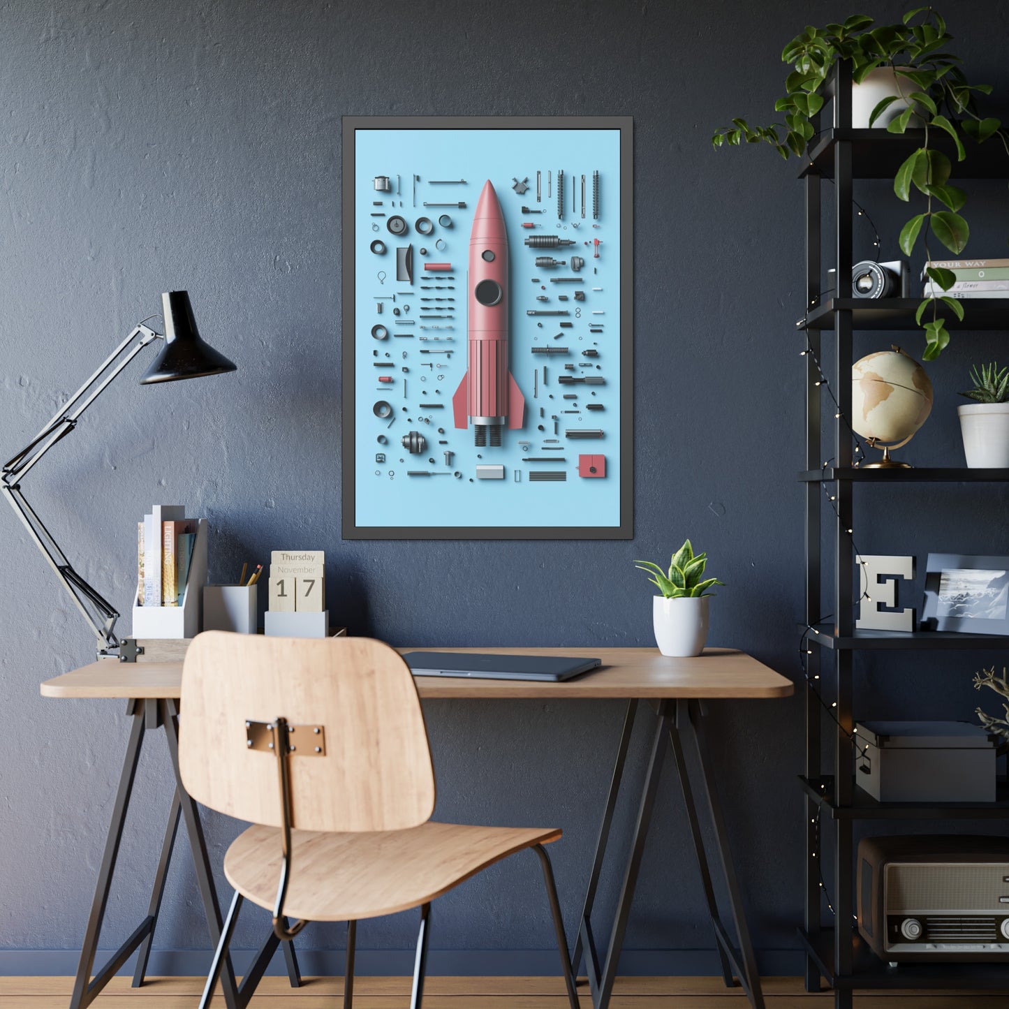 Pink Rocket Framed Poster US