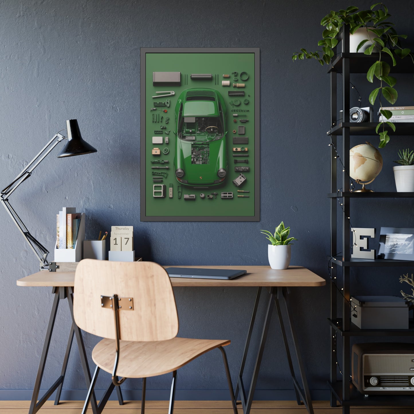 Green Classic Porsche Framed Poster US