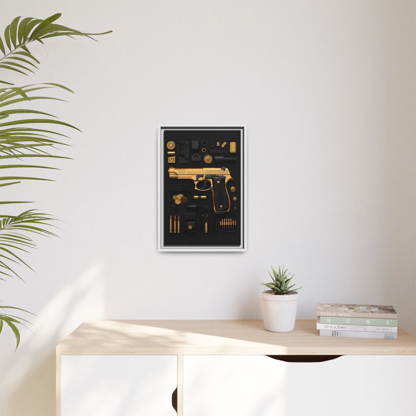 Golden 9 mm Framed Canvas