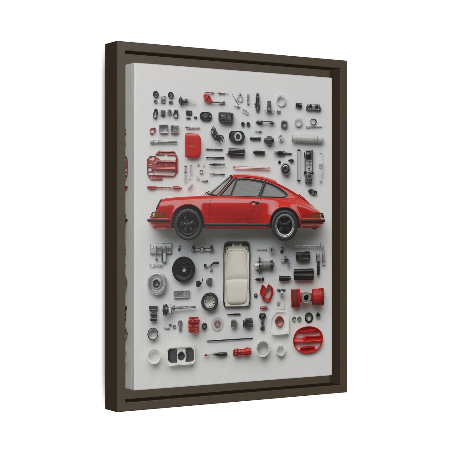 Red Classic Porsche Framed Canvas