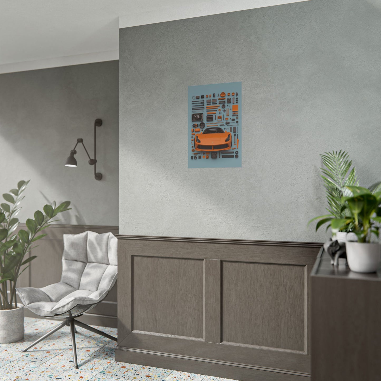 Orange Ferrari Rolled Poster