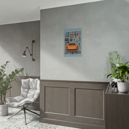 Orange Ferrari Rolled Poster