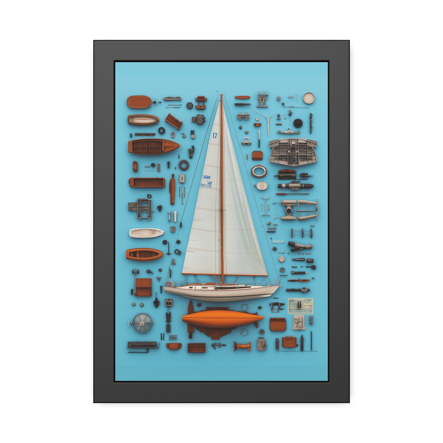 Sailboat White Framed Poster US