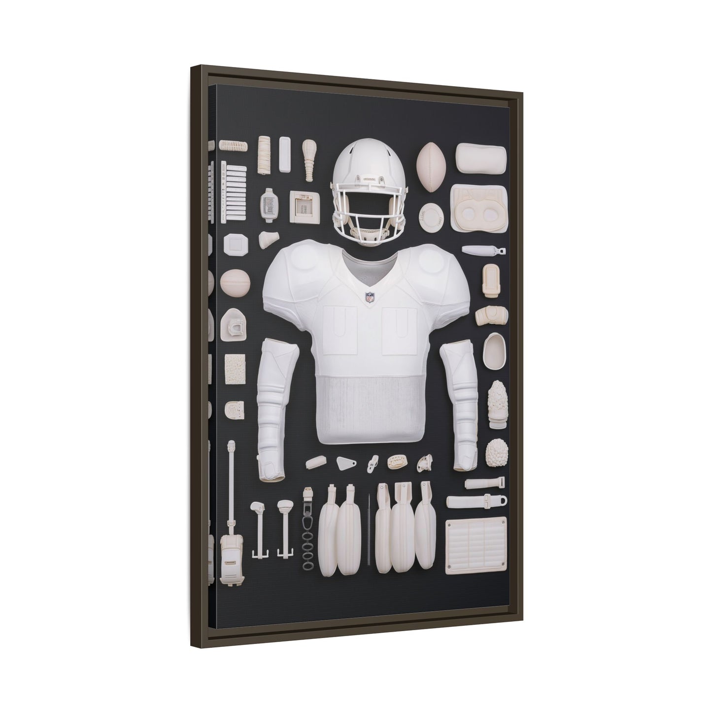American Football Black Framed Canvas