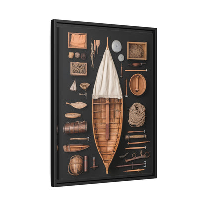 Wood Boat Framed Canvas