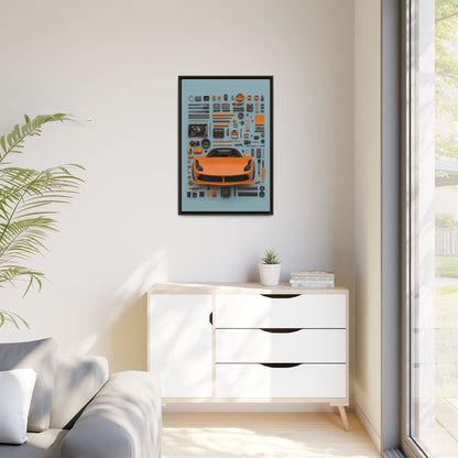 Orange Ferrari Framed Canvas