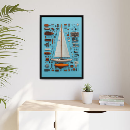 Sailboat White Framed Canvas