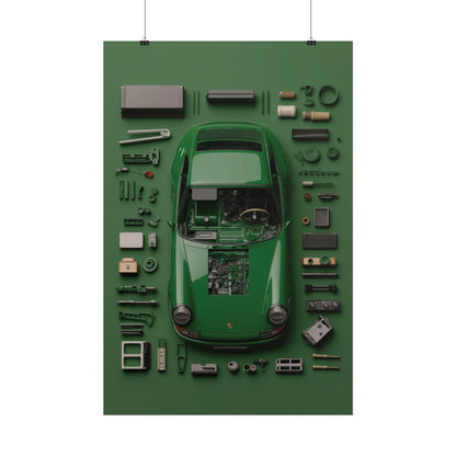 Green Classic Porsche Rolled Poster