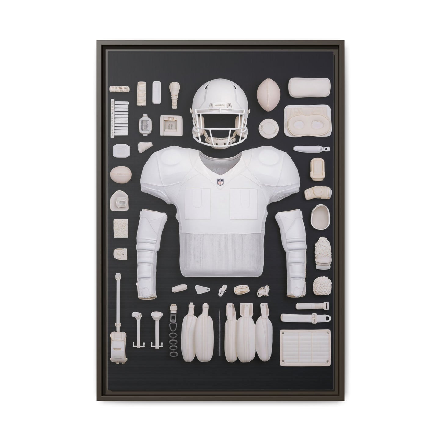 American Football Black Framed Canvas