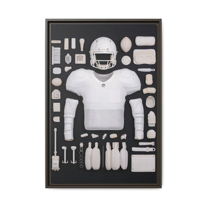 American Football Black Framed Canvas