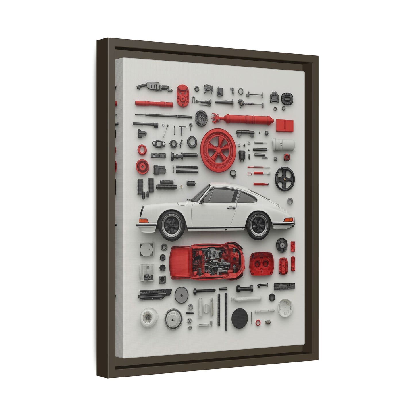 White Classic Porsche Framed Canvas