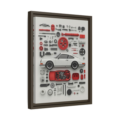 White Classic Porsche Framed Canvas