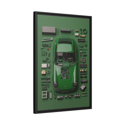 Green Classic Porsche Framed Canvas