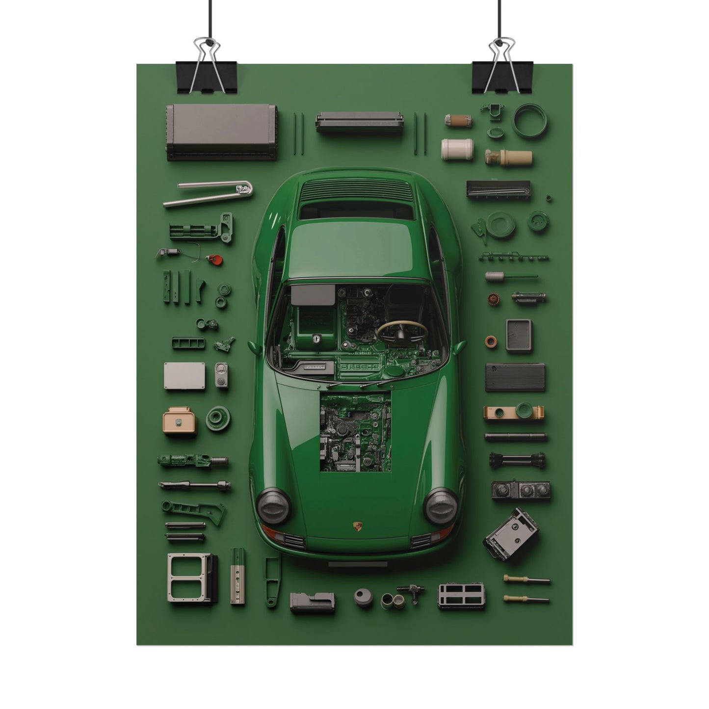 Green Classic Porsche Rolled Poster