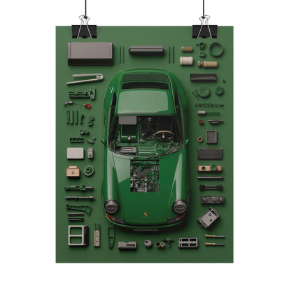 Green Classic Porsche Rolled Poster