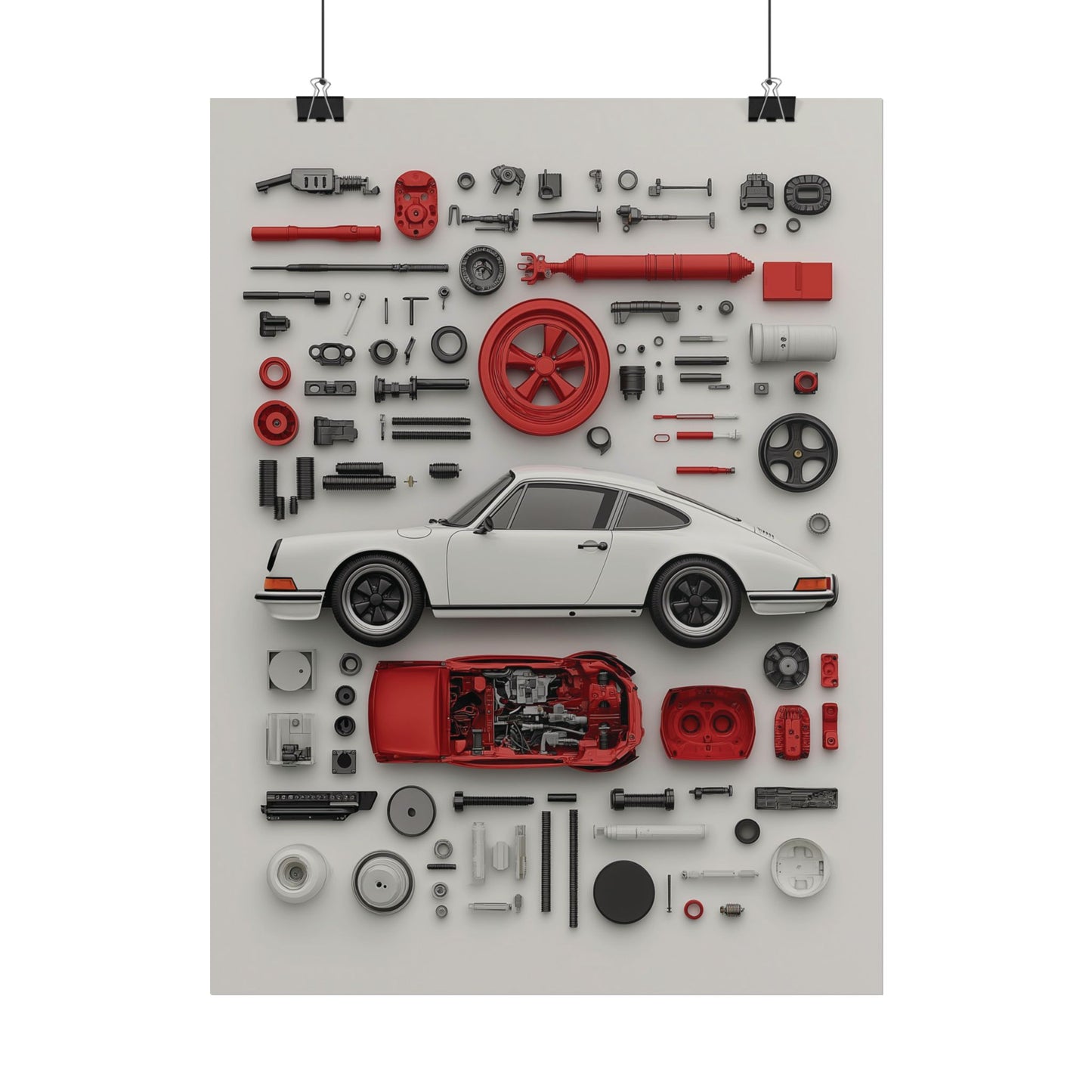 White Classic Porsche Rolled Poster