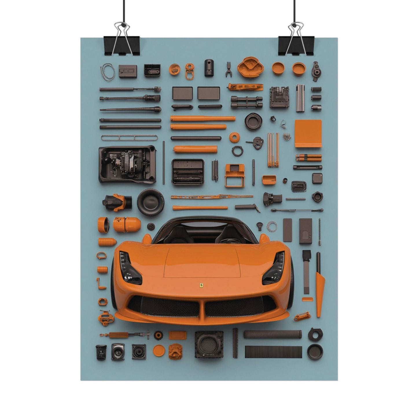 Orange Ferrari Rolled Poster