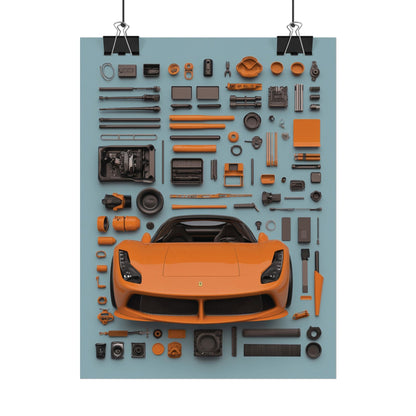 Orange Ferrari Rolled Poster