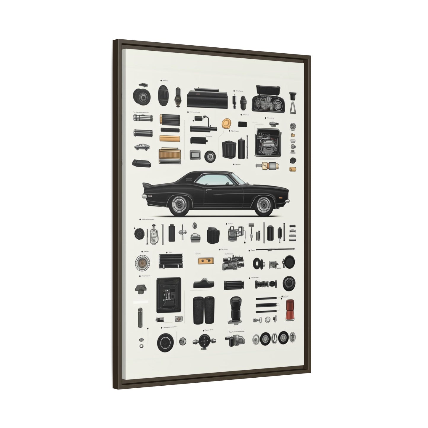 Black Mustang Framed Canvas