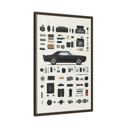 Black Mustang Framed Canvas