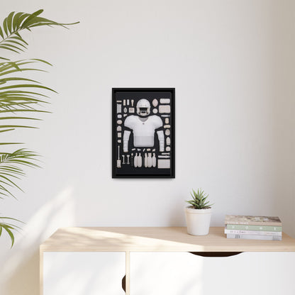 American Football Black Framed Canvas