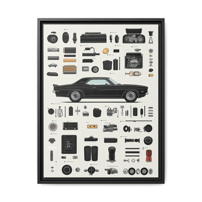 Black Mustang Framed Canvas