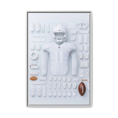 American Football White Framed Canvas