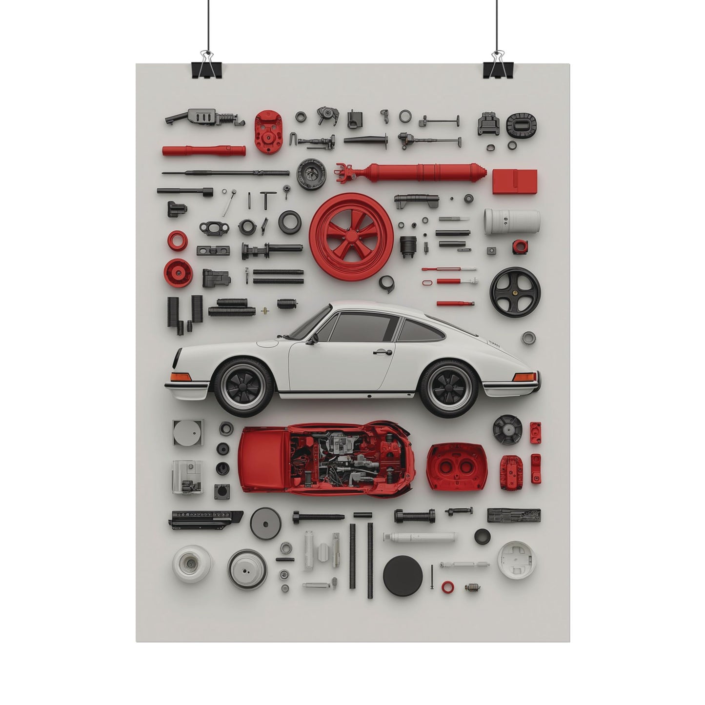 White Classic Porsche Rolled Poster