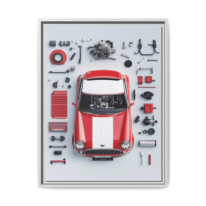 Mini Cooper Mod Framed Canvas