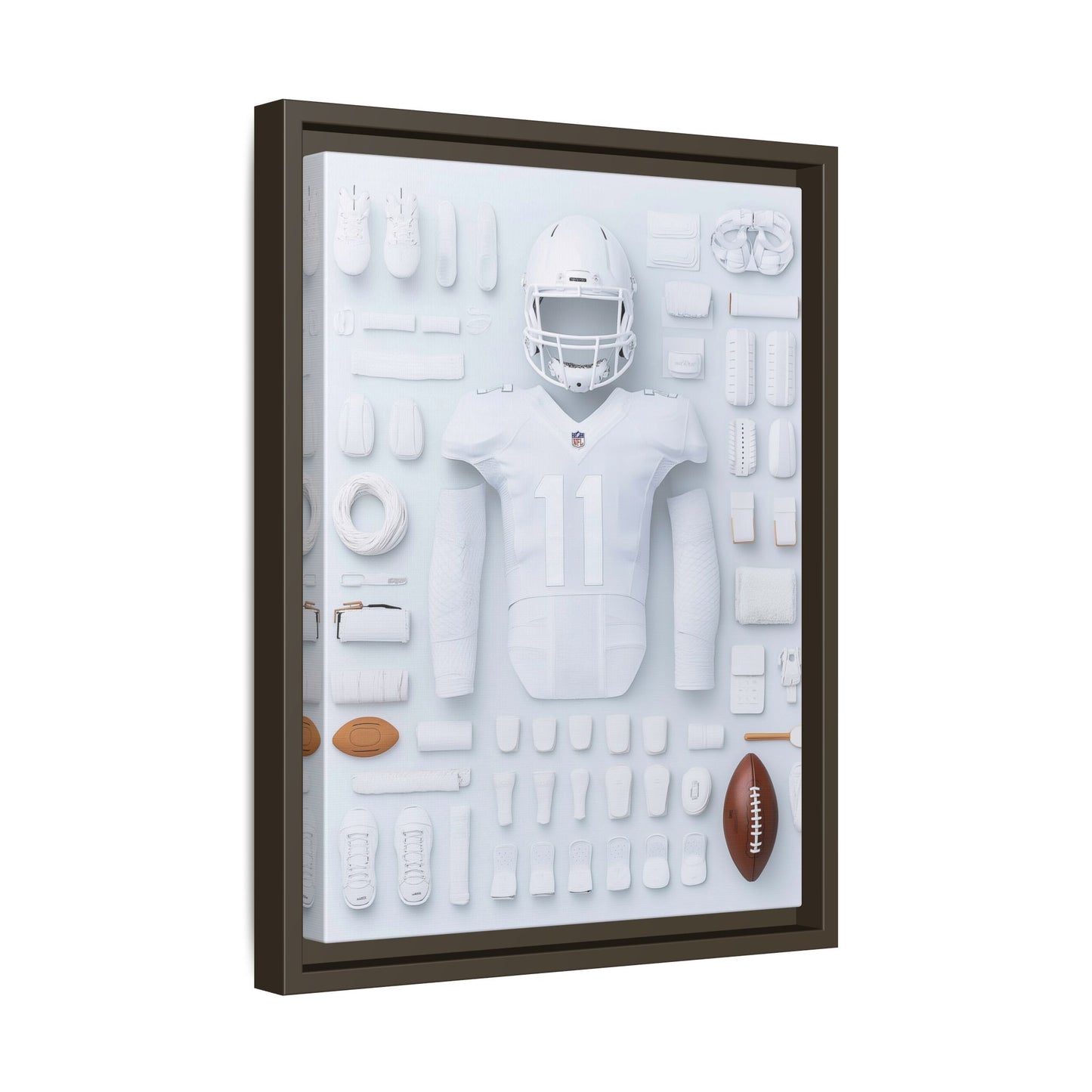 American Football White Framed Canvas