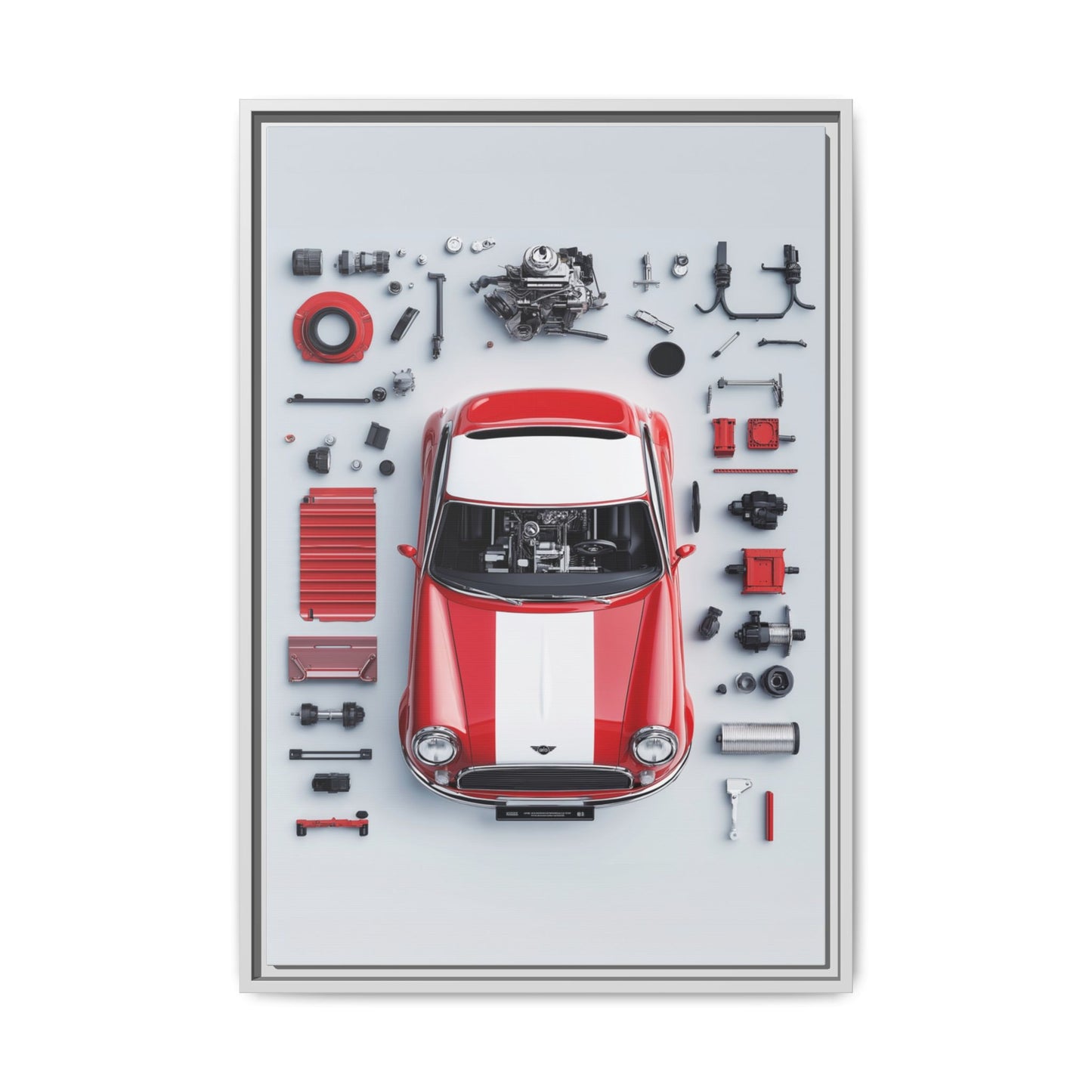 Mini Cooper Mod Framed Canvas