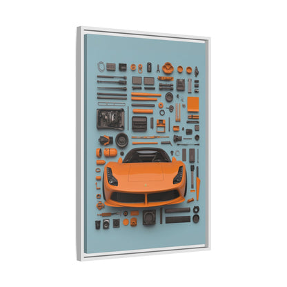 Orange Ferrari Framed Canvas