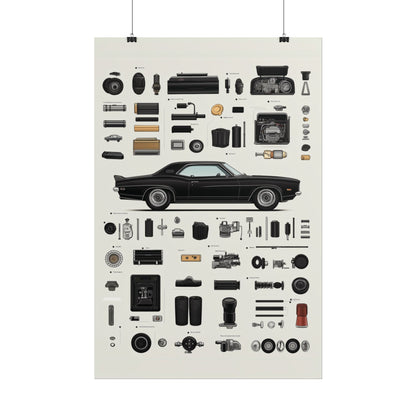 Black Mustang Rolled Poster