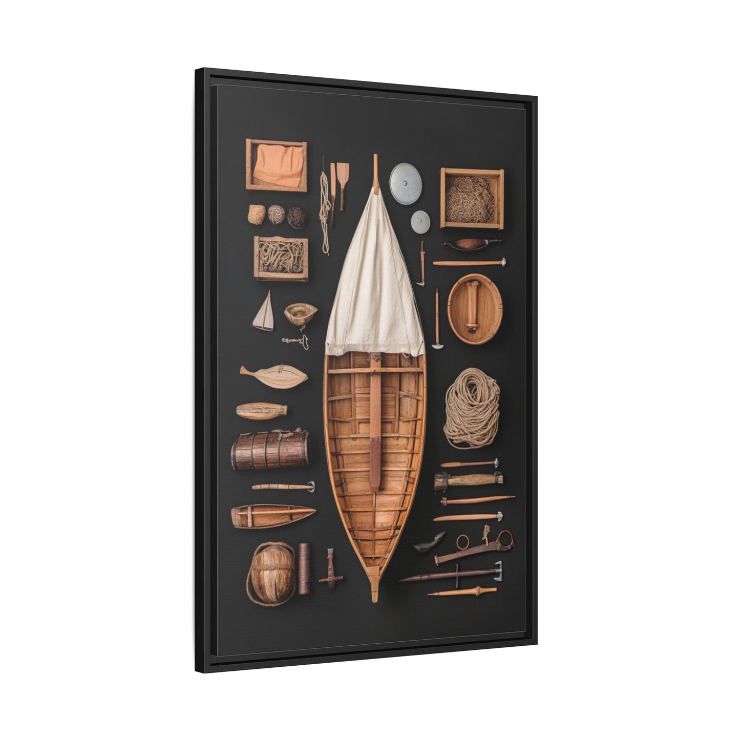 Wood Boat Framed Canvas