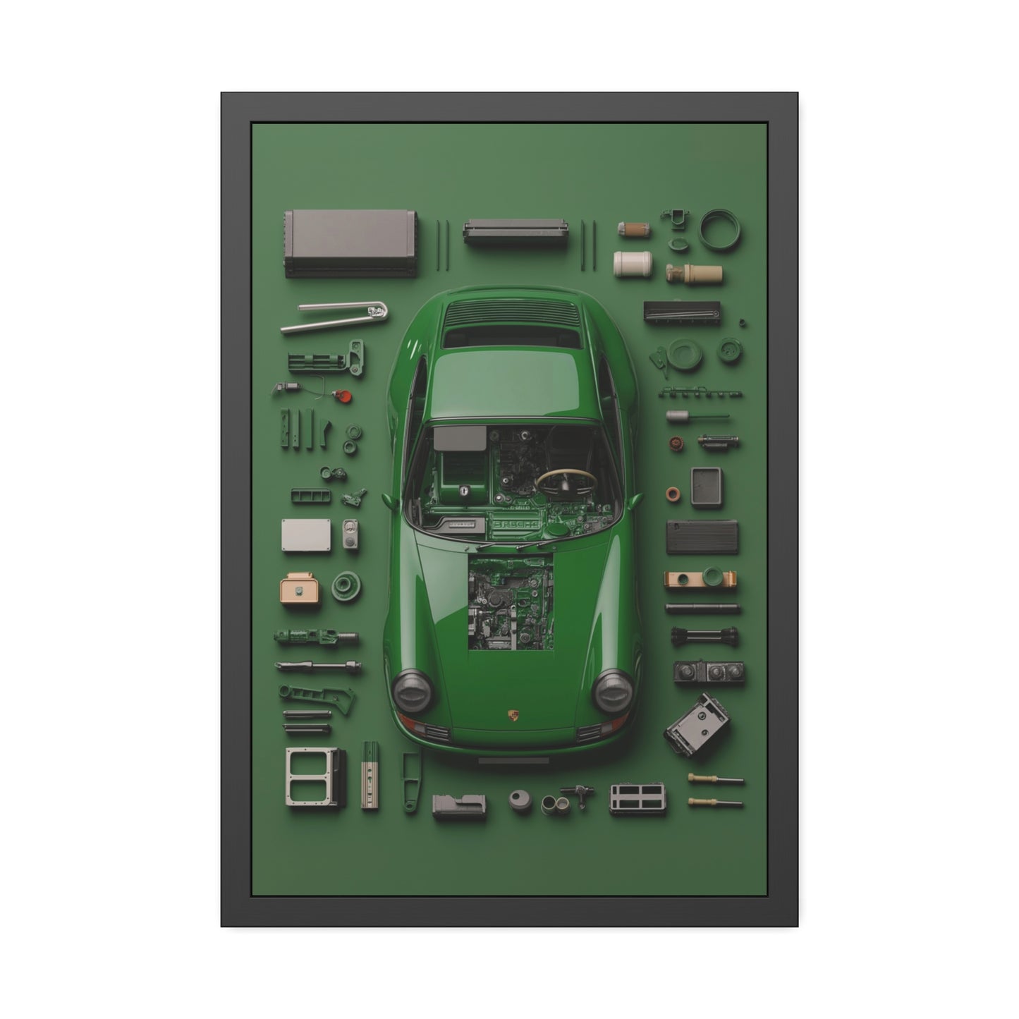 Green Classic Porsche Framed Poster US