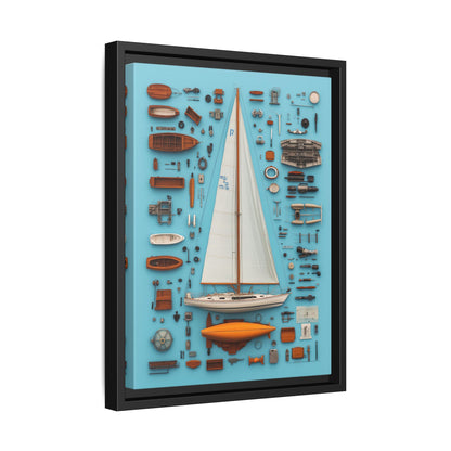 Sailboat White Framed Canvas
