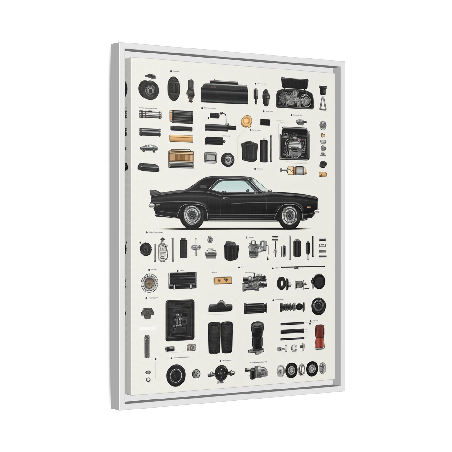 Black Mustang Framed Canvas