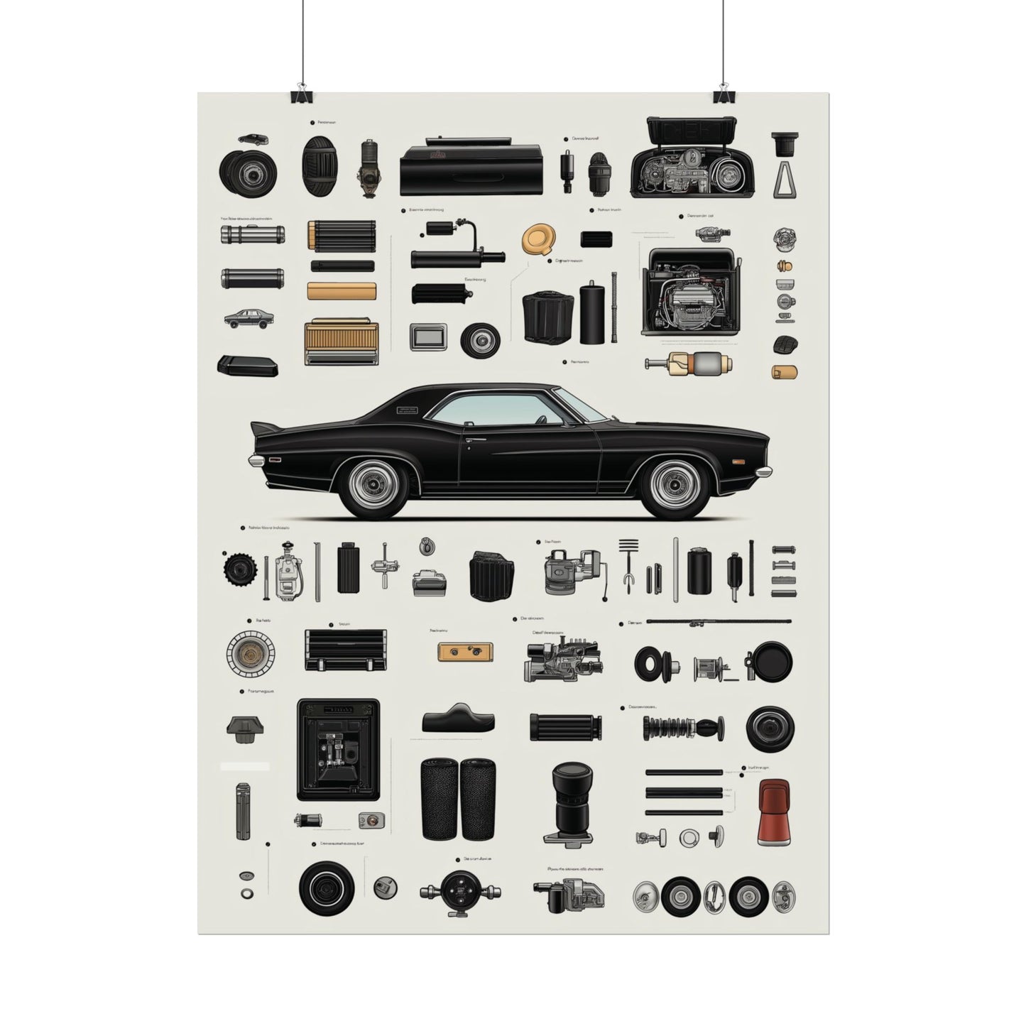 Black Mustang Rolled Poster