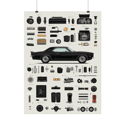 Black Mustang Rolled Poster