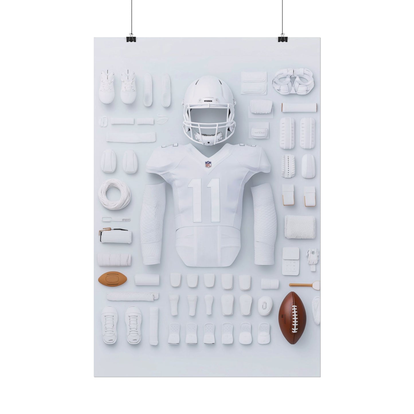 American Football White Rolled Poster
