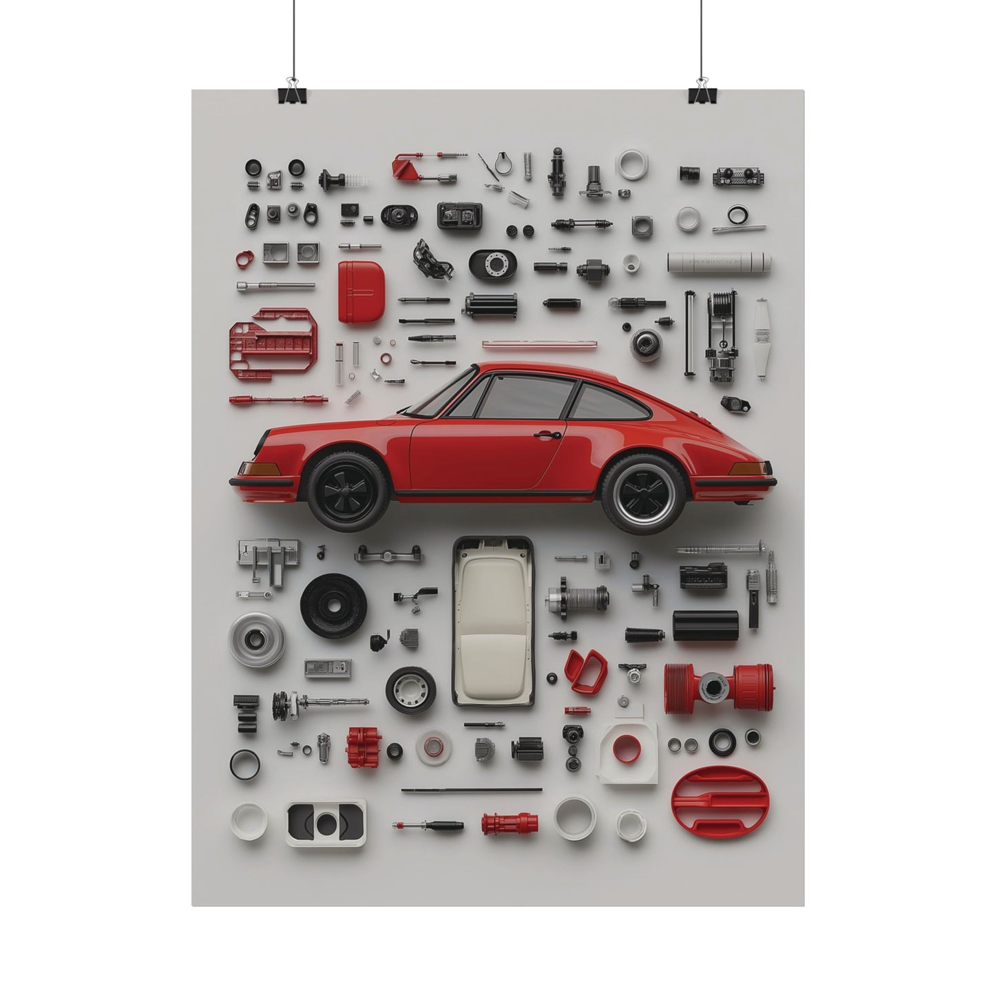 Red Classic Porsche Rolled Poster