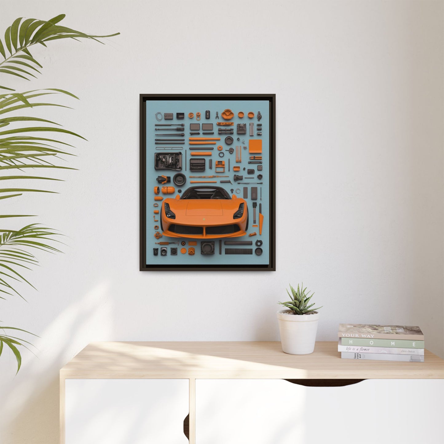 Orange Ferrari Framed Canvas