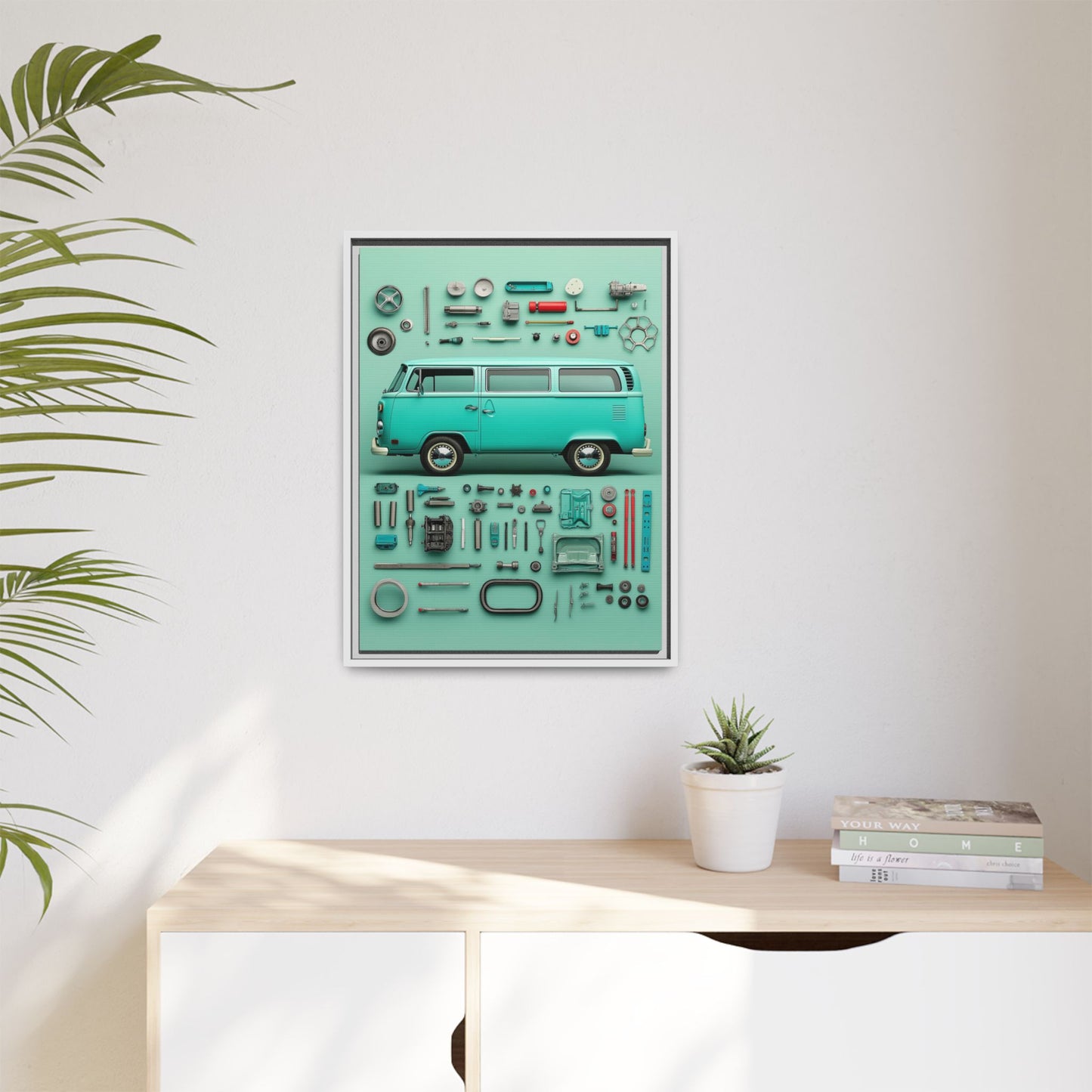 Blue Classic Van Framed Canvas